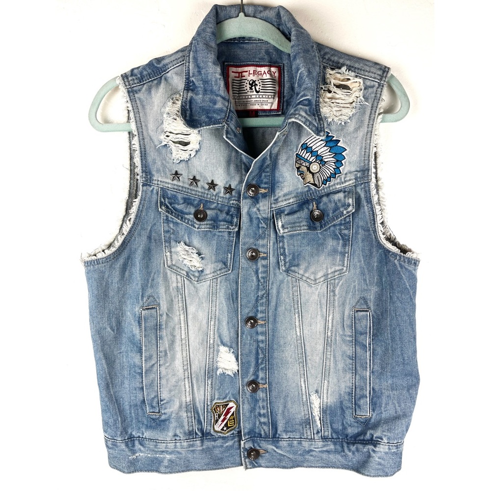 Jordan Craig Vest Legacy Edition Artisan Series Distressed Denim SIZE M